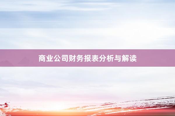 商业公司财务报表分析与解读